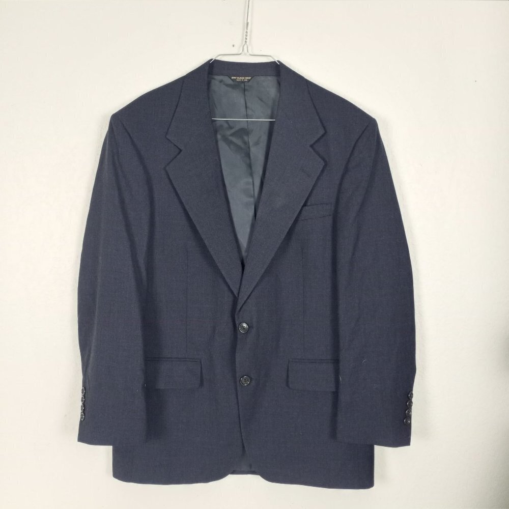 Bill Blass Suit Jacket 100% Wool Dark Blue M Medium